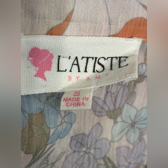 L’Atiste by Amy Sheer Boho Floral Button-Front Tunic Blouse, | Small 🌸🌸🌸 - Picture 6 of 6